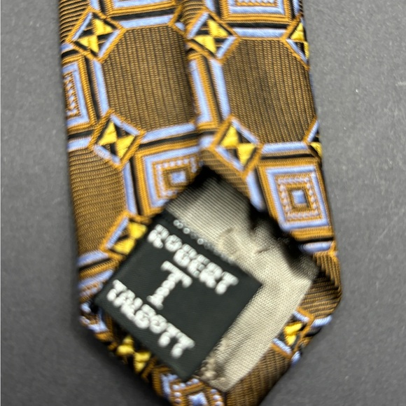 Robert Talbott Best Of Class Silk Tie Brown Blue Made In The USA 4” Geometric - Picture 8 of 9